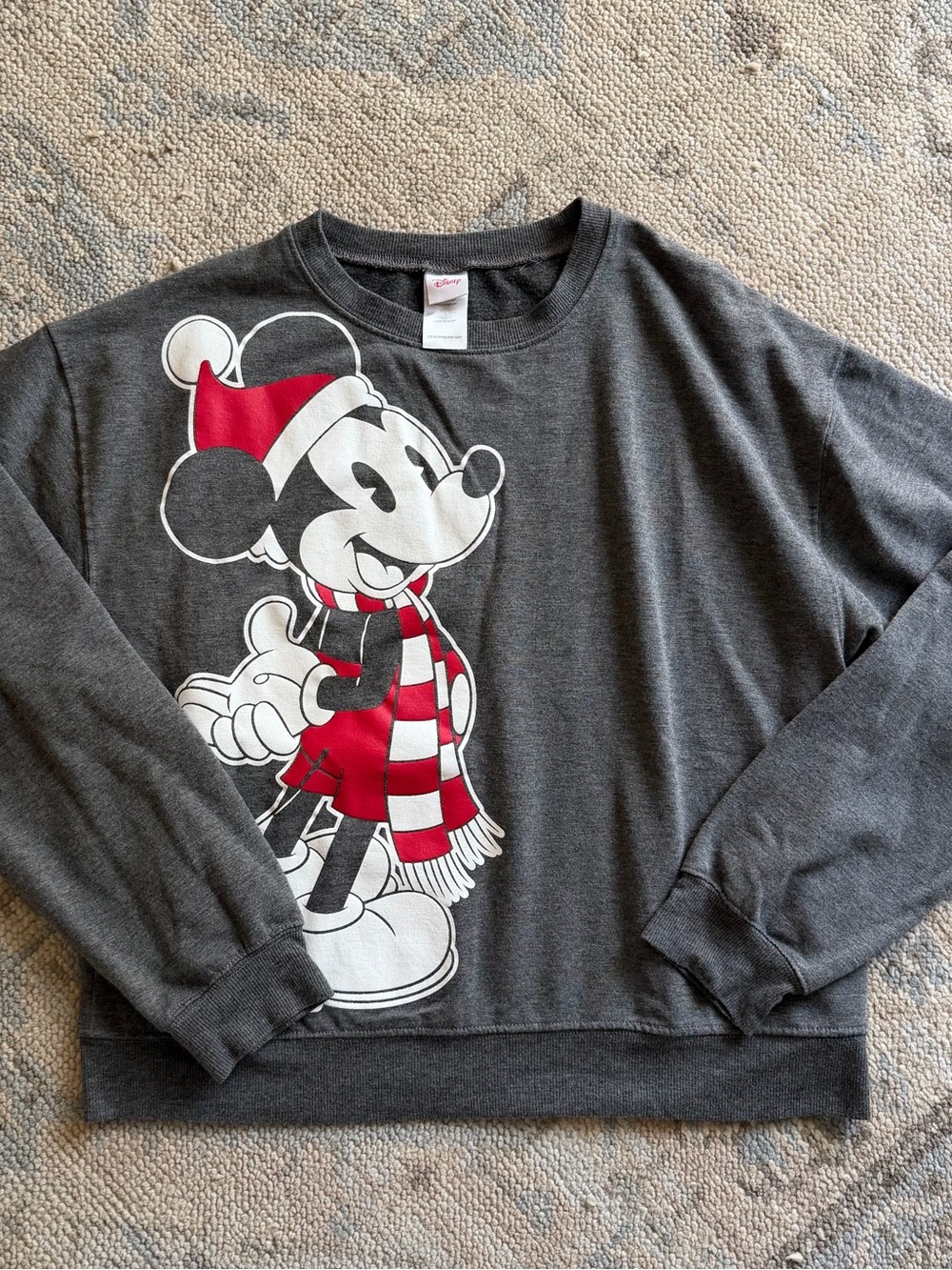 Disney Mickey Mouse Holiday Christmas Light Weight Sweatshirt SZ Large
